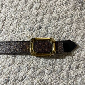 Louis Vuitton Brown Monogram Belt with Gold Accents